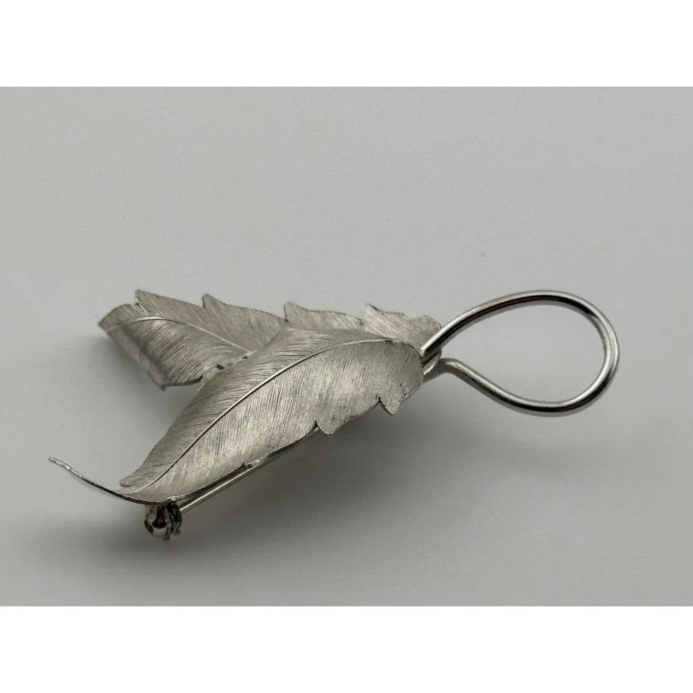 Vintage‎ Krementz Brooch Silver Tone Leaf Pin